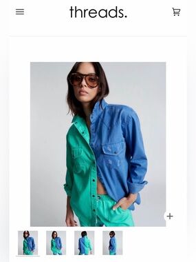 ONETEASPOON wolfgang two tone western shirt — Teal & Denim Blue NWT